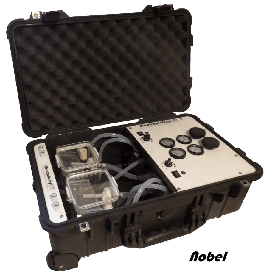 The image shows a lightweight compact mobile electroplating unit in the model Nobel.